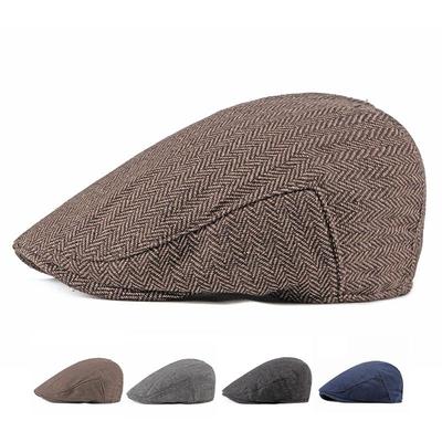 Spring Autumn Newsboy Caps for Men Classic Herringbon Beret Hat Men's Gatsby Painter Hats