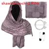 Cotton Linen Shawl With Geometric Pattern And Fringe For Casual Summer Wear
