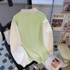 2024 Autumn Women's High-End Spliced Polo Sweatshirt - Long Sleeve, Loose, Slimming, Versatile Design