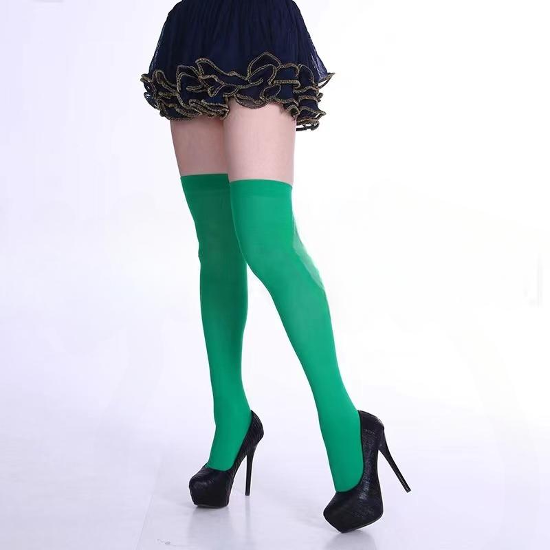 Neon Color Thigh High Stockings Women Sexy Stockings Orange Yellow Evening Party Wear Knee High Socks For Women Girls