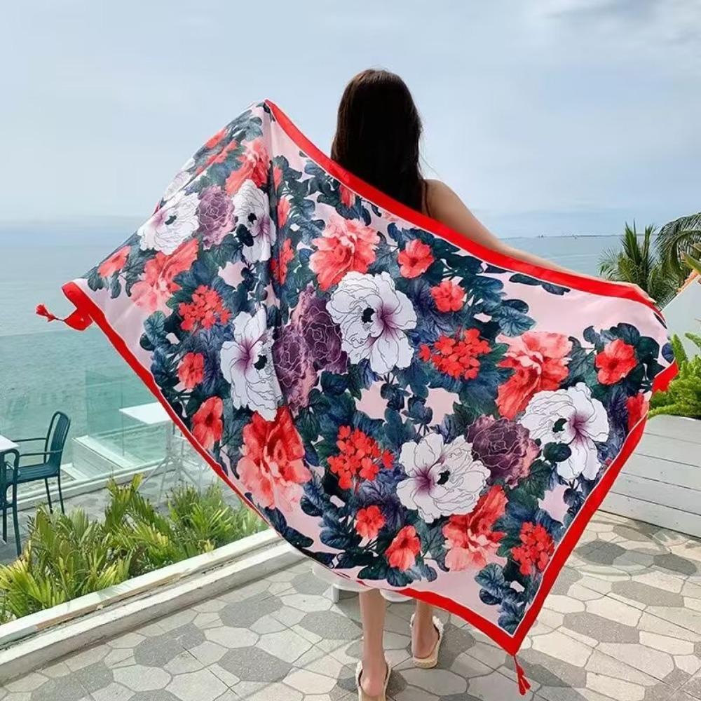 Chaka Salt Lake Great Northwest Tourism Ethnic Style Scarf Silk Scarf Women'S Summer Seaside Beach Shawl Sunscreen Thin