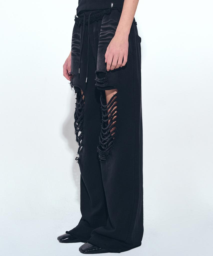 Nigaennikol Destroyed Cotton Lounge Pants_Black