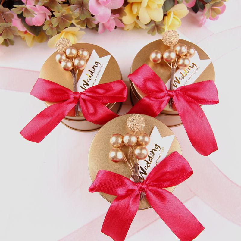 Персонализированные европейские золотые круглые свадебные бонбоньерки As shown, no processing needed