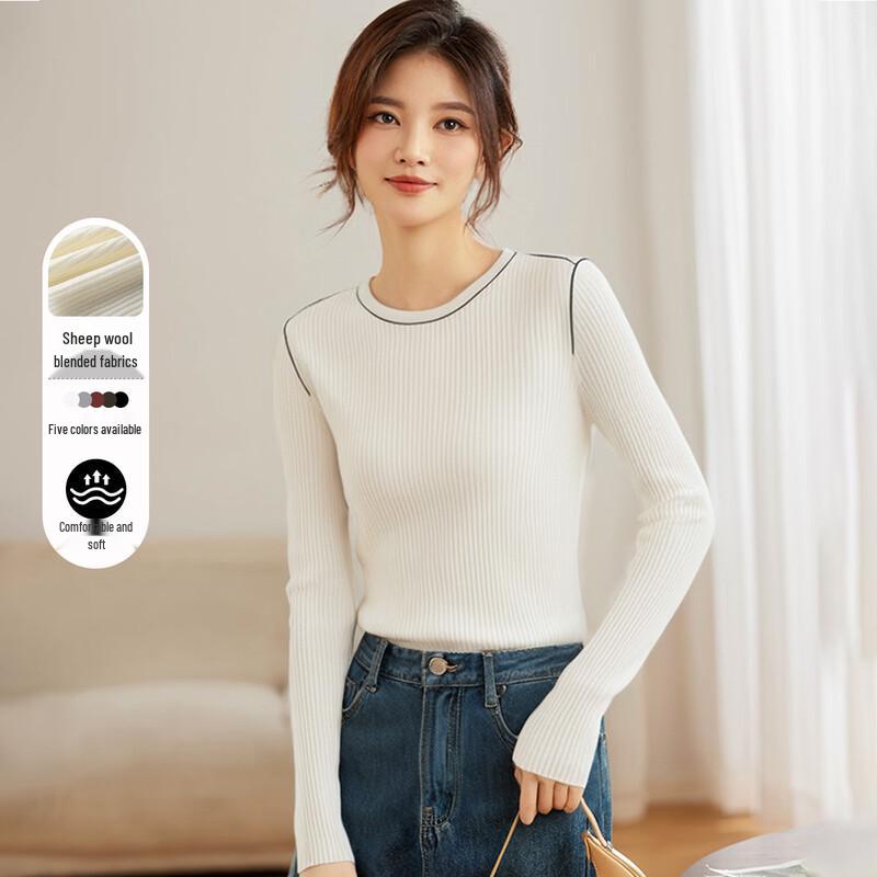 HSTYLE Women s Wool Blend Round Neck Sweater One Size