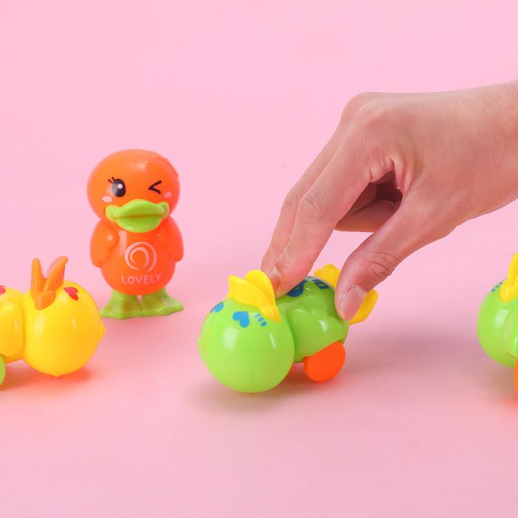 Cartoon Mini Plastic Duck Toy With Rolly Function Kids Interactive Play Car