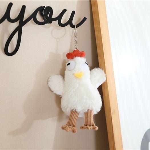 12cm Cute Chicken Doll Backpack Pendant Keychain Decompression Egg Laying Rooster Children's Backpack Decoration Birthday Gift