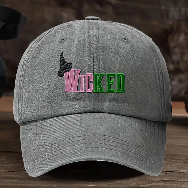 Women'S Retro Wicked Musical-Inspired Baseball Cap - Adjustable Snapback With Wicked Lettering & Elphaba-Inspired Graphic