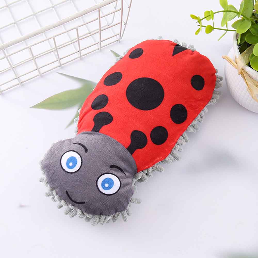 Pet Dog Toy: Cartoon Beetle Squeaky Plush with Crinkle Paper, Teething Cleaning & Chewing Toy for Boredom Relief