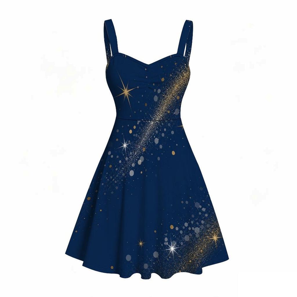 Women Plus Size Spaghetti Strap Off Shoulder Dress Tie Dye Mandala Patriotic Print Swing Dress