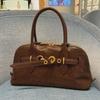 Genuine Leather Retro Cowhide Bowling Tote - Women's Fashionable Crossbody & Shoulder Bag