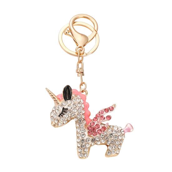 

Bling Rhinestone Flying Horse Keychain Car Key Ring Holder Decor Accessories Backpack Purse Bag Charm Gifts for Women Friends Mom Girlfriend рожевий