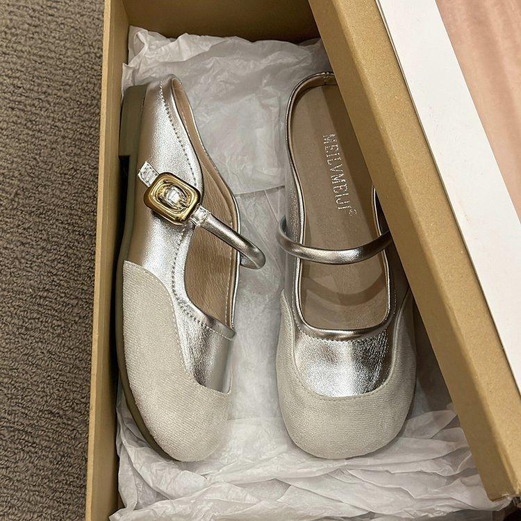 French Gentle Half Slippers Women's 2025 New Summer Wear High-end Single Shoes Temperament Socialite Half-drag Versatile Flat Bottom