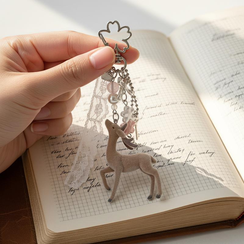 Versatile Portable Deer Keychain Handmade Phone Charms Korean Style Diy Bead Case