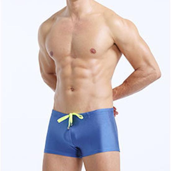 Low Rise High Elasticity 3D Cutting Swimming Trunks Men Solid Color Drawstring Swim Shorts Beachwear