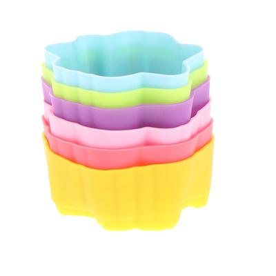 6 Adet 5Cm Şakayık Çiçek Puding Kalıbı Muffin Kek Silikon Kalıp Aksesuarları