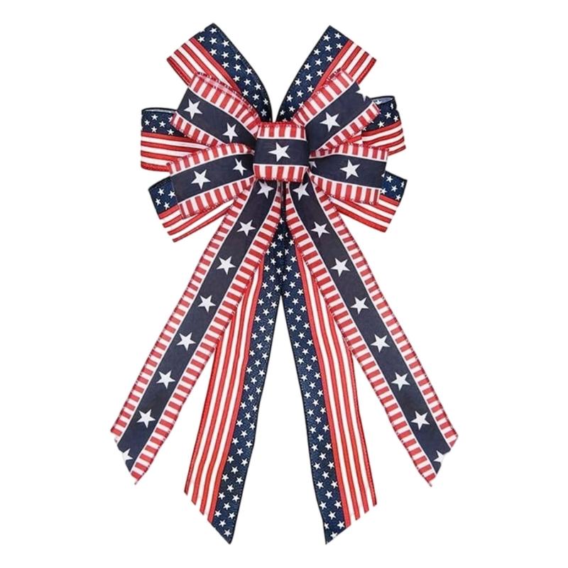 Festival Patriotic Ribbon Bows Handmade DIY Craft Decorative Bowknot For Independence Day Home Party Decoration