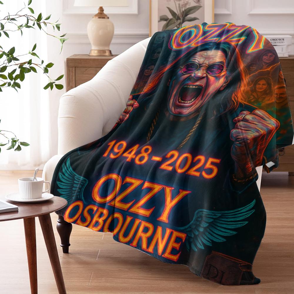 O-ozzy RIP Ozzy Osbourne Coperta Morbida in Flanella Coperta Estiva Leggera Accogliente Coperta per Pisolino per Divano Letto Viaggio