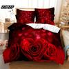 3D Red Rose Bedclothes Duvet Cover Bed Sets for Double Marriage Wedding Bedroom Bedding Set King Valentine's Day Quilt Cover Set