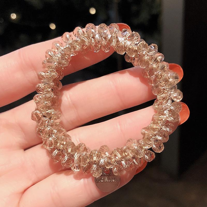 Exquisite Rhinestone Four-Leaf Clover Hair Tie - High Elastic Ponytail Rubber Band