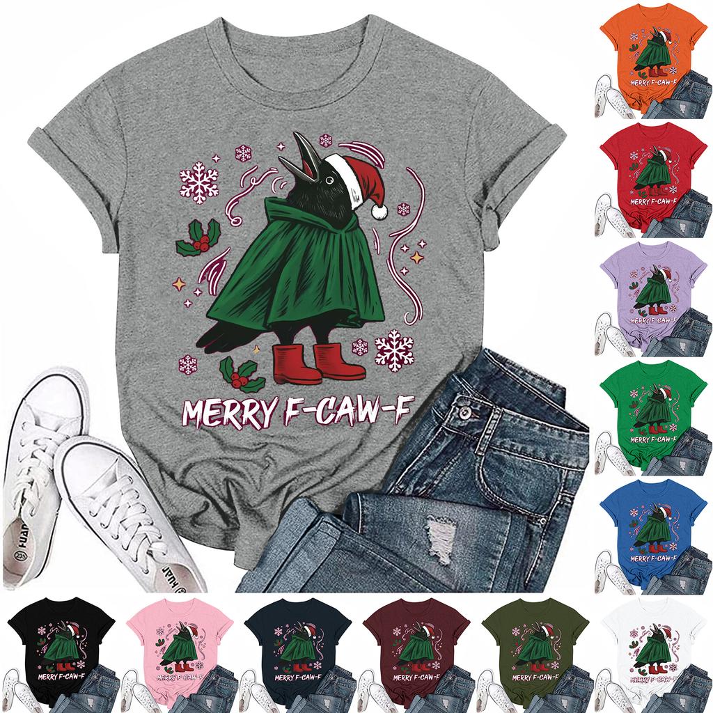 Women's Group 2D Printed Round Neck Short Sleeve Top