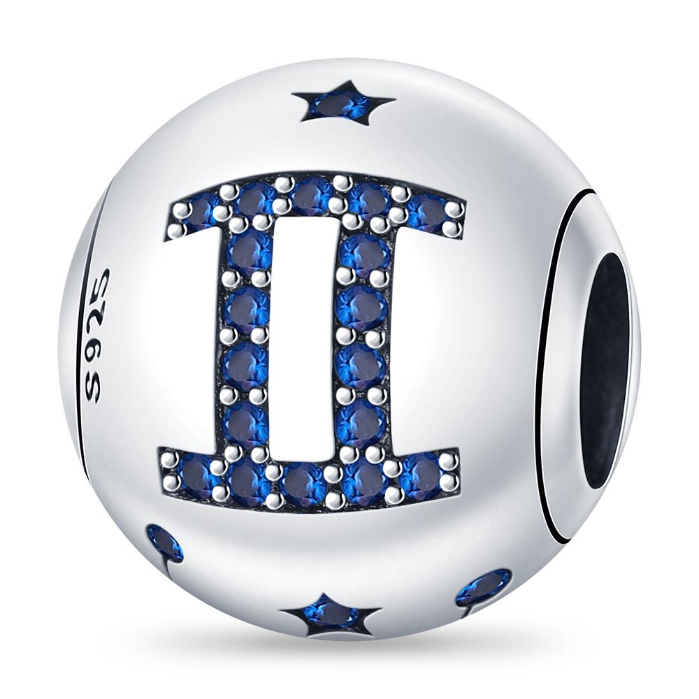 Charm Plata Authentic 12 constellation beads Water, Earth, Fire and wind round bead charm Compatible With 3MM bracelet key chain