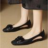 Retro soft sole hollow cool single shoes women's summer soft leather flat heel low heel bag head sandals with skirt small heels