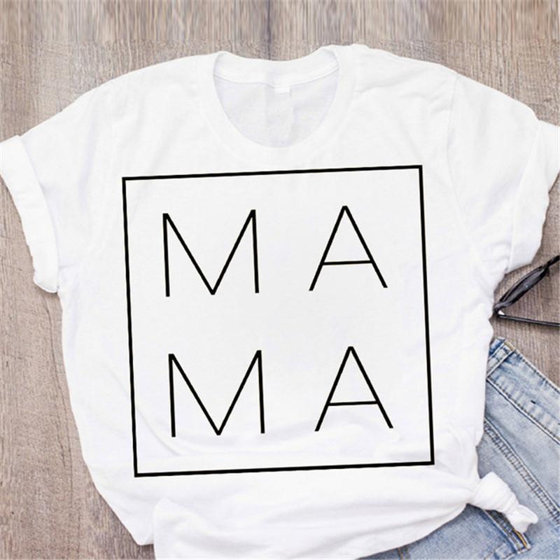 Neue Mama Buchstaben Shirts Bedrucktes Sommer Damen T-Shirt Lässig Kurzarm Tees Geometrische Figur Ulzzang Harajuku Damen Oberteile Shirt