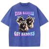 High Street T Shirt Vintage Washed Cotton T-Shirt Crazy Bear Graphic Tee Casual Streetwear for Spring Summer