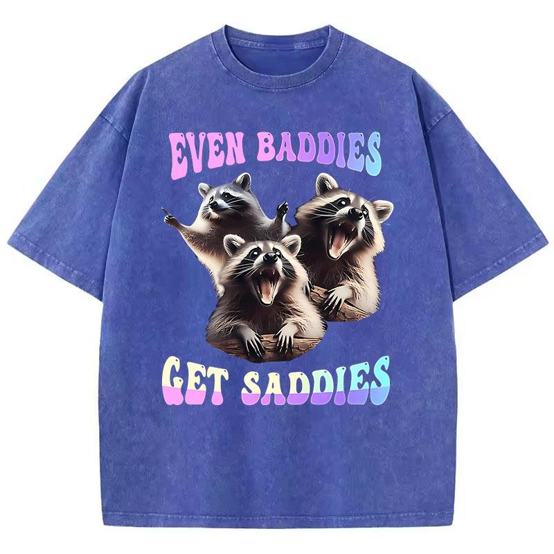 

High Street T Shirt Vintage Washed Cotton T-Shirt Crazy Bear Graphic Tee Casual Streetwear for Spring Summer S