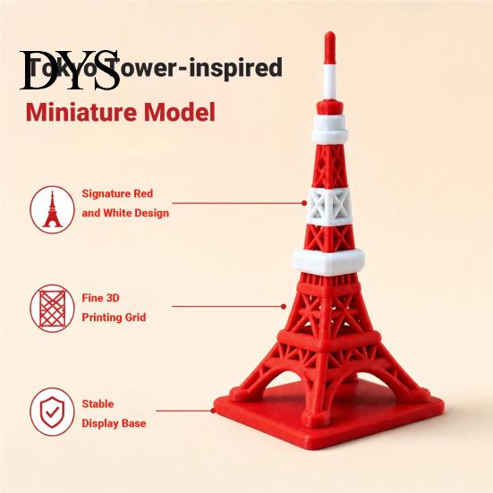 Modern Desk Decor 3D Printed Tokyo Skytree Figurine, Mini Landmark Building PLA Plastic Collectibles Decor, Creative Architectural Ornament