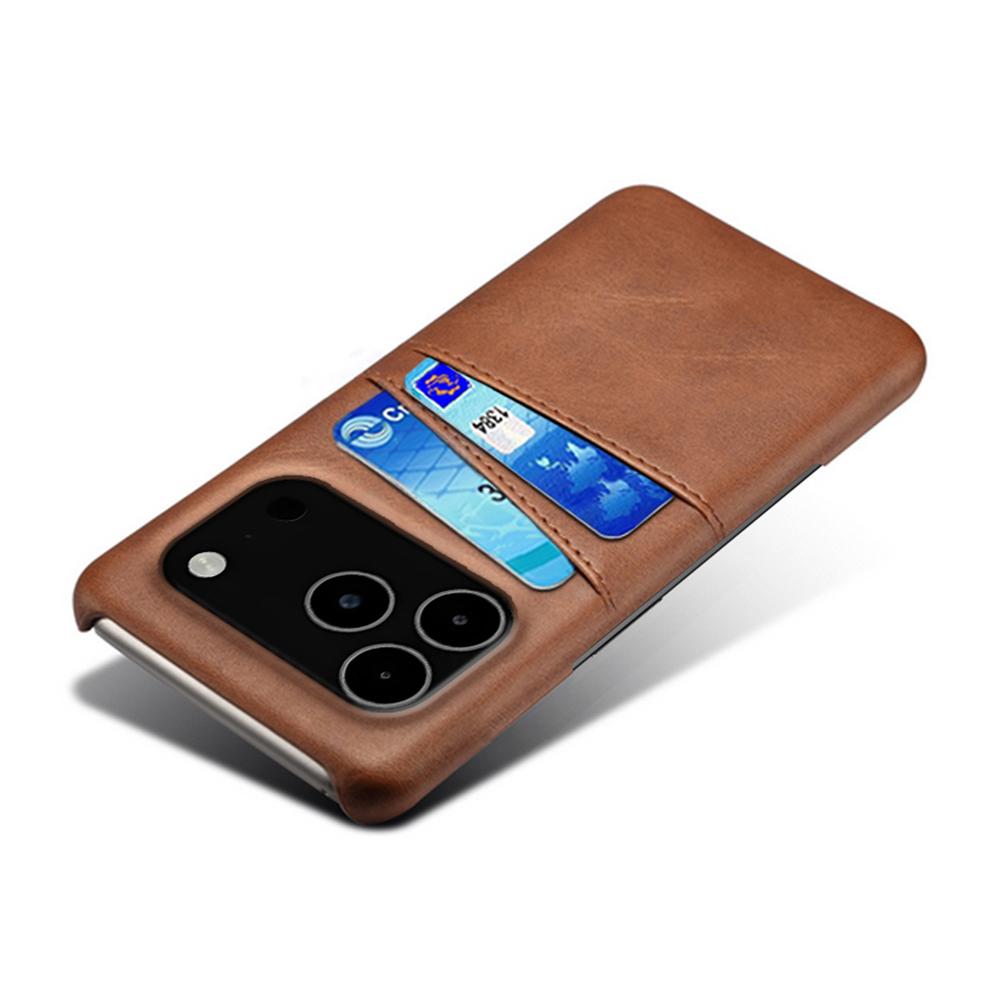 For iPhone 17 Pro Max Case Dual Card Slots PU Leather + Hard PC Phone Cover