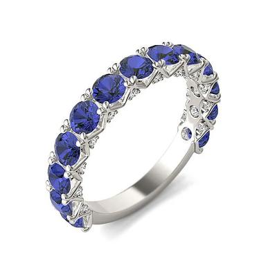 Novo anel de diamante redondo de safira de prata 925 feminino com simulação de diamante de alto carbono na moda na Europa e América.