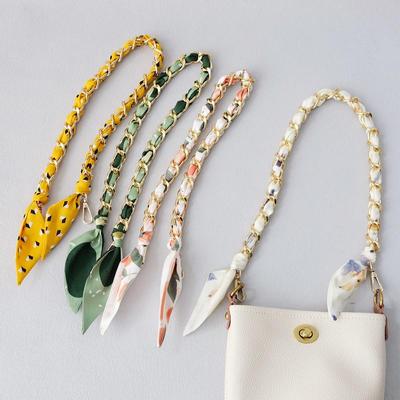 Neue Mode Marke Frau Handtasche Zubehör Ketten Abnehmbare Crossbody Floral Print Metall Seide Strap Frauen DIY Kette Tasche Griffe