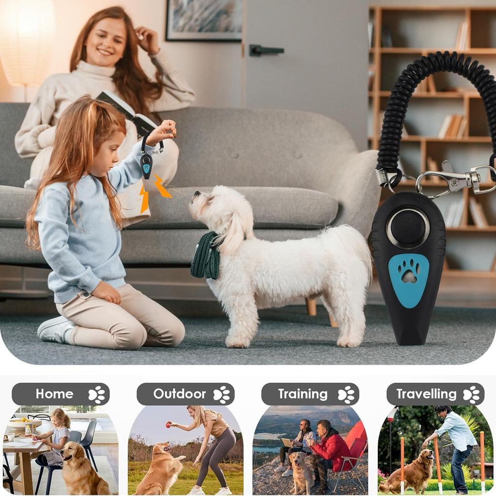 Clicker pentru dresaj de câini Antrenor de clicuri pentru pisici pentru animale de companie. Ajutor pentru diferite stiluri, curea de mână reglabilă, breloc cu sunet, respingător pentru câini, produs pentru animale de companie