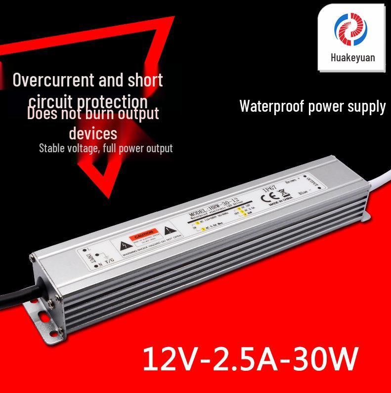 12V/24V Ultra-Thin Waterproof Power Supply, 30W-360W, DC Constant Voltage IP67