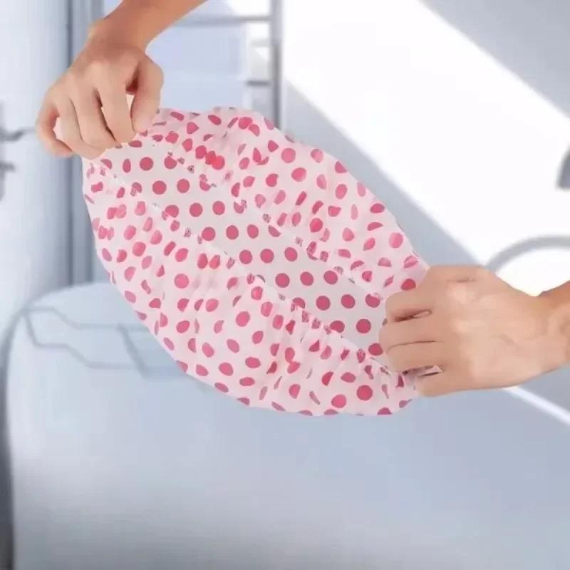 Waterproof Bath Cap Hat Elastic Shower Caps Reusable Bath Head Hair Cover For Women Salon Shower Supplies