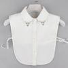 Mote Damer Falsk Krage for Kvinner Chiffon Falsk Krage Rhinestone Lappel Avtakbar Knapp Halvskjorte Bluse Topp