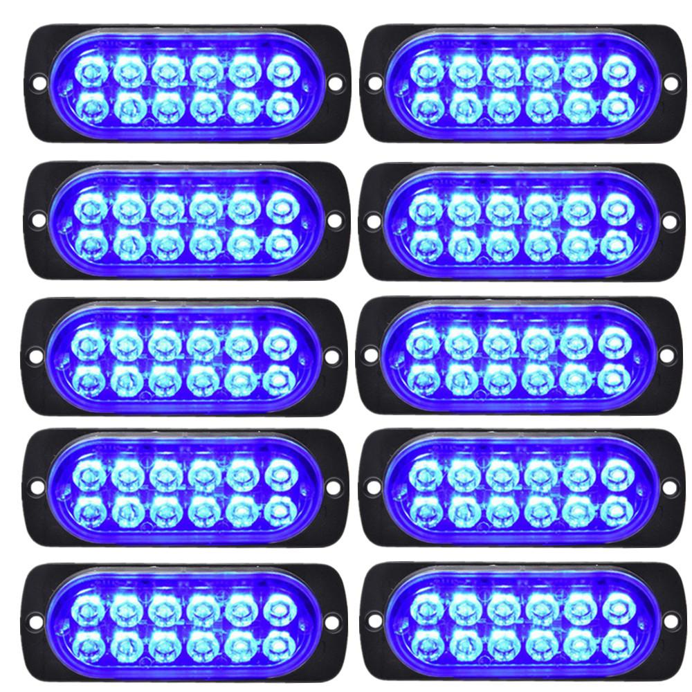 

10PCS 12LED Lights Emergencies LED Car Strobe Lights Flashing Warning Light Beacon White Amber 12V 24V LED Stroboscopes For Auto синій