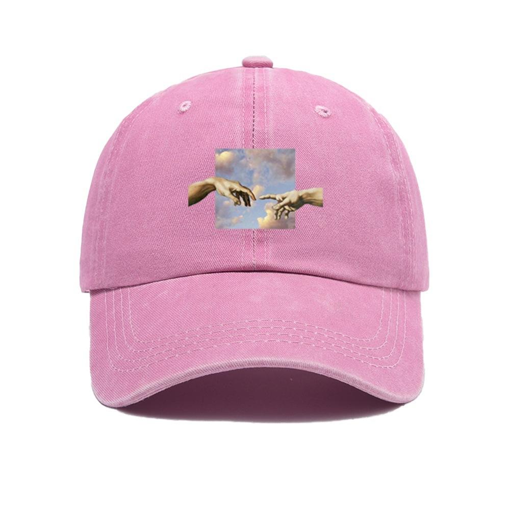 Hand in Hand Oil Painting Retro Baseball Hat Men's and Women's Fashion Versatile Curved Eaves Sunscreen Hat