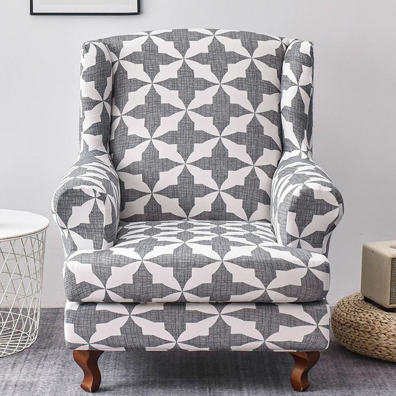 Copridivano per poltrona Wingback, 2 pezzi/set, copridivano elasticizzato, copripoltrona, protezione per mobili, fondo elastico per soggiorno