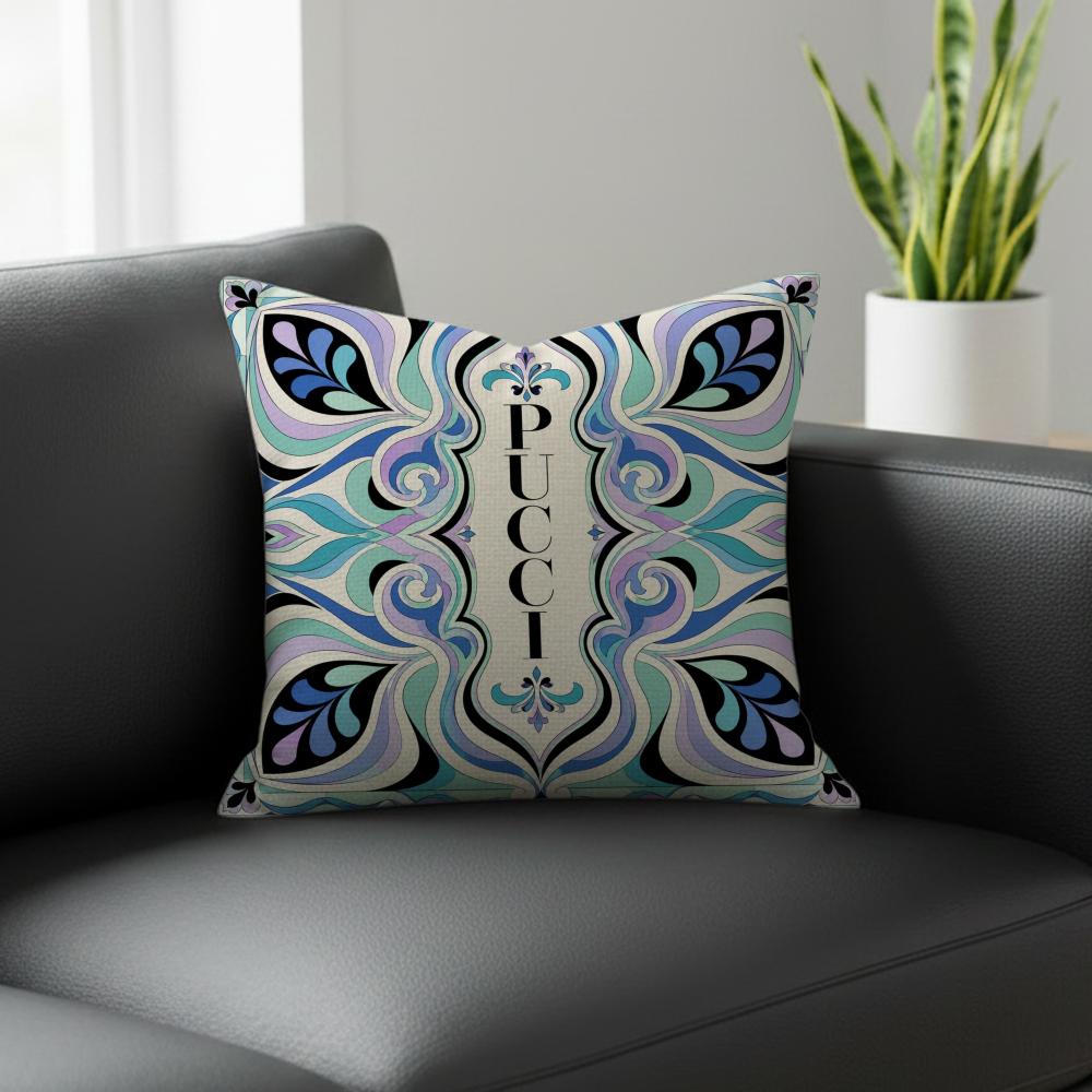 Brand Emilio Pucci Cushion Cover Natural Linen Pillowcase Set AllinOne Decor for Sofa Bedroom Chair