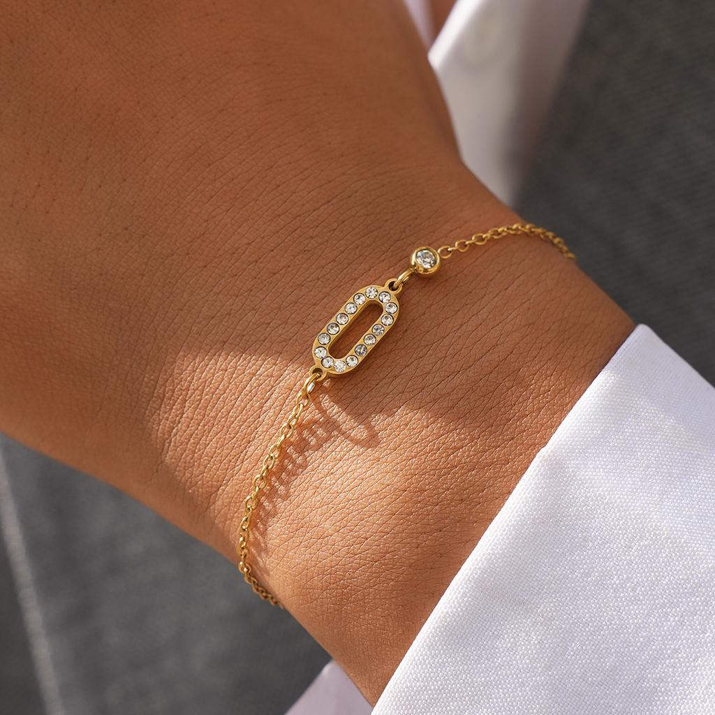 Elegant Zircon Stainless Steel Bracelet For Women 18K Gold Plated Bracelets Luxury Designer Waterproof Jewelry Gifts For Her