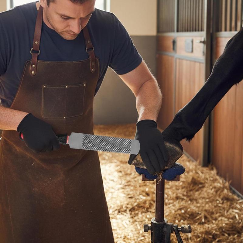Hoof Rasp Horseshoe File with Handle High-carbon Steel Farrier Tool Double Sided Horse Hoof Trimmer Animal Foot File Equine Grooming Supplies Stable