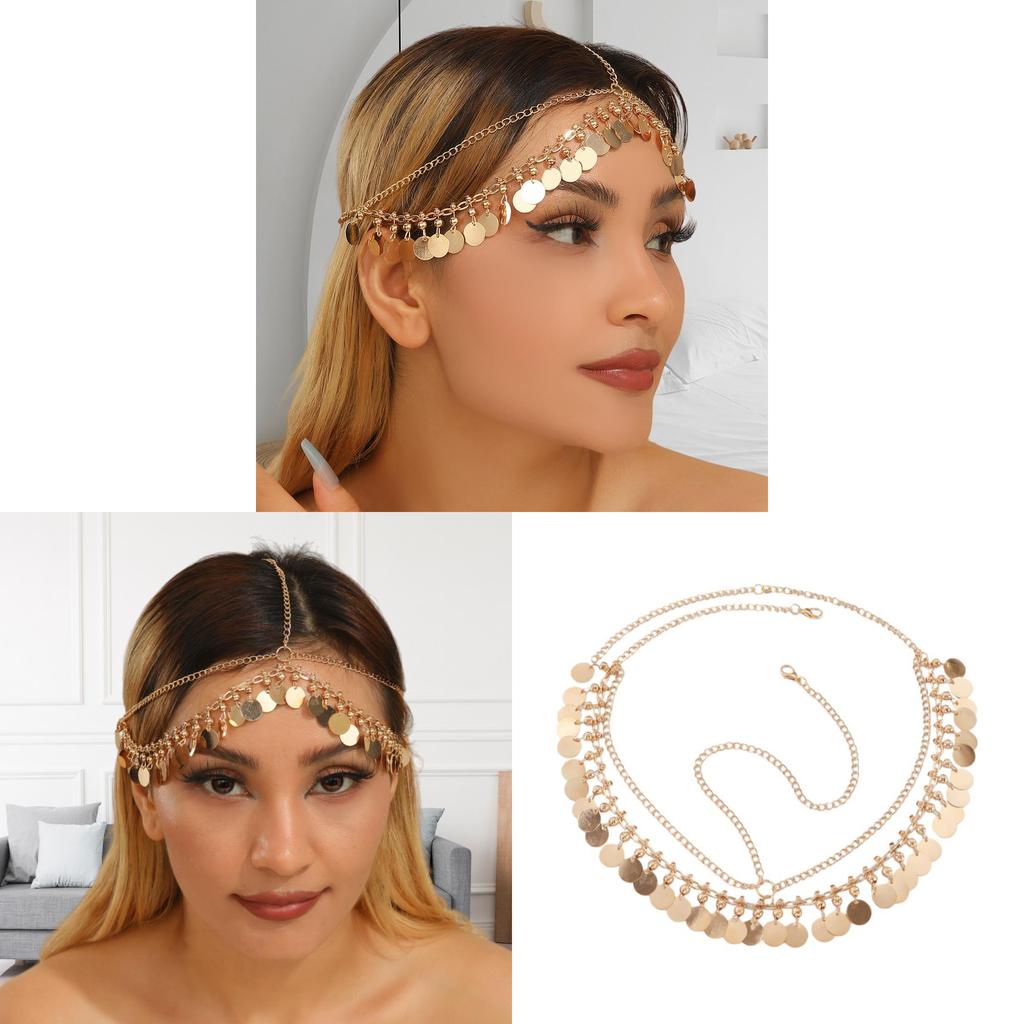 Geometric Gold Alloy Headband With Tassel Accents For Party And Gift