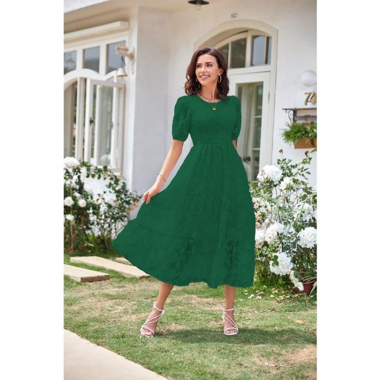 Women Floral Summer Dress Casual Loose Round Neck Short Sleeve Womens Dresses Female Fashion