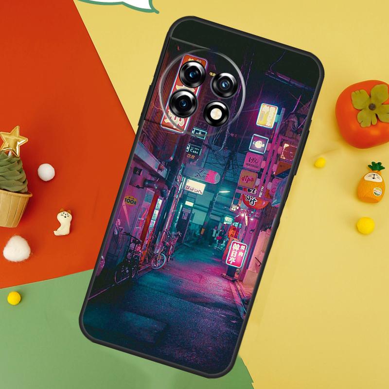 Japanese Night City Aesthetic Back Case For OnePlus 15 13R 13 13T 12 12R 11 10 10T 8T Nord CE 5 2 3 4 Lite N20 N30 Cover