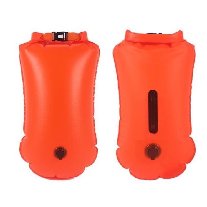 Safety Buoy for Swimming 2-in-1 Inflatable Rescue Buoy Dry Pocket