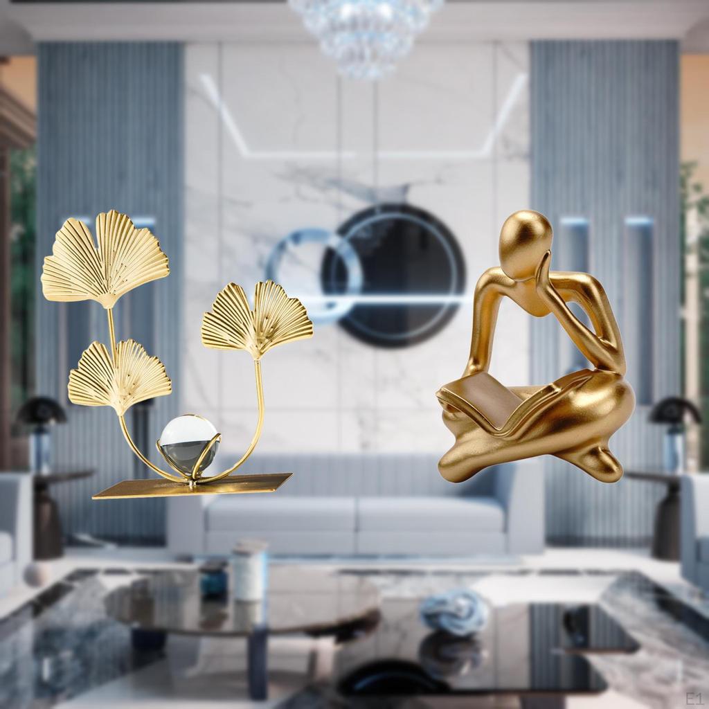 Abstract Thinker Statue Leaves Sculpture Decoration for Tabletop Living Room Shelf Office Bookshelf