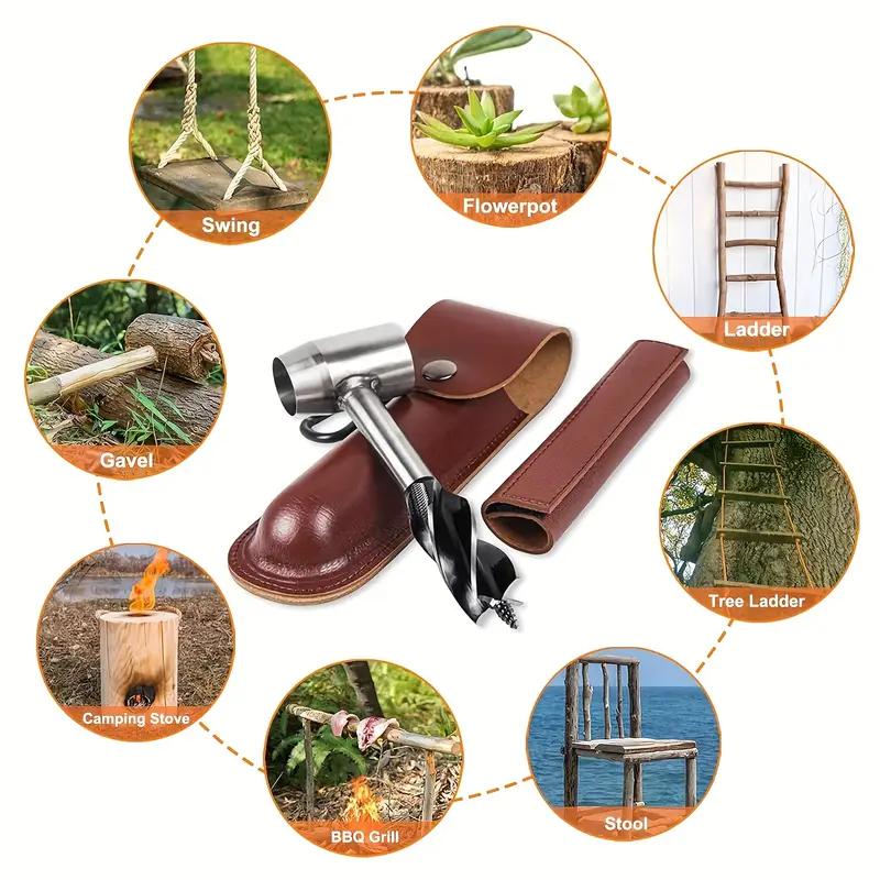 Tischlerbohrer für den Außenbereich, für Camping-Überlebenswerkzeuge, Bohren von Löchern, Hacken von Holz, Zubehör, Vierblatt-Stützbohrer