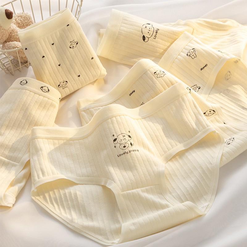 Ladies' Breathable Cartoon Cotton Underwear - Comfortable Antibacterial Waistband Triangle Pants